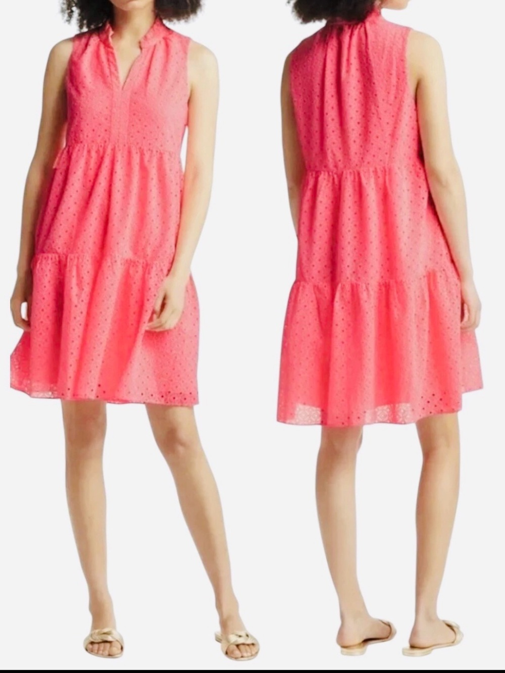 Lilly Pulitzer Coral-Pink Ruffled Neck Sundress